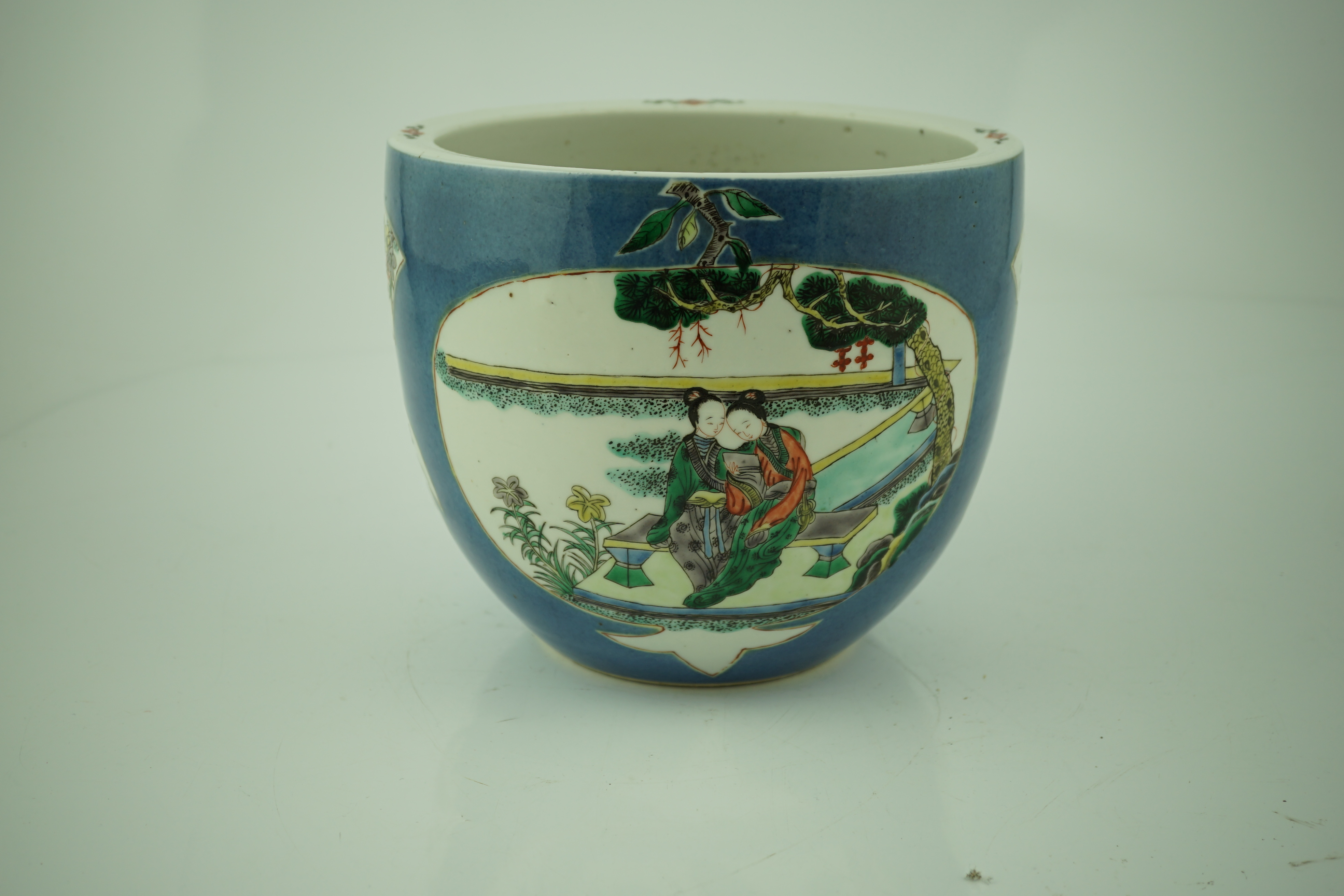 A Chinese powder blue small jardiniere, 19th century, star crack to base
